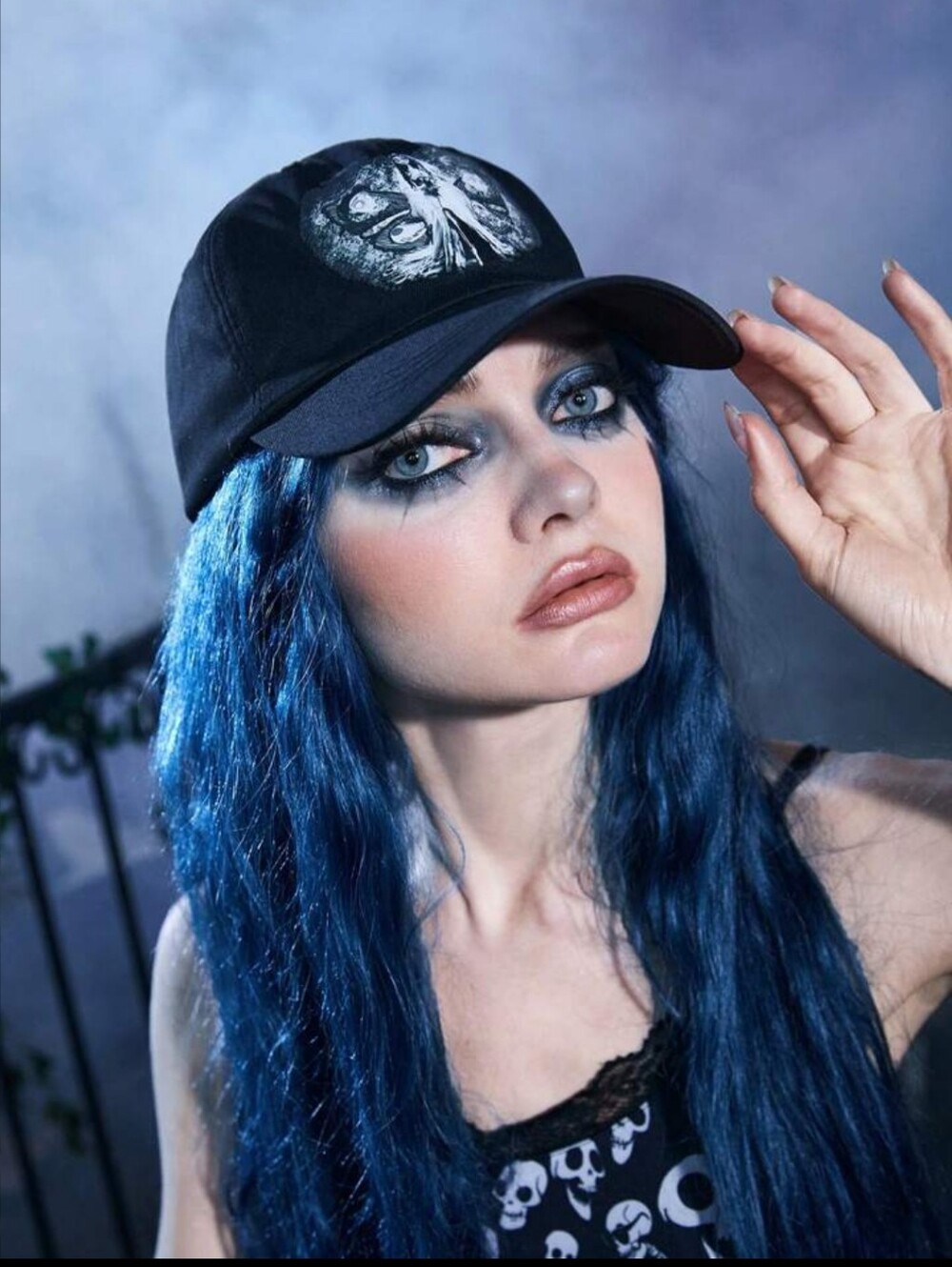 Classic Black Baseball Cap with Skull Graphic